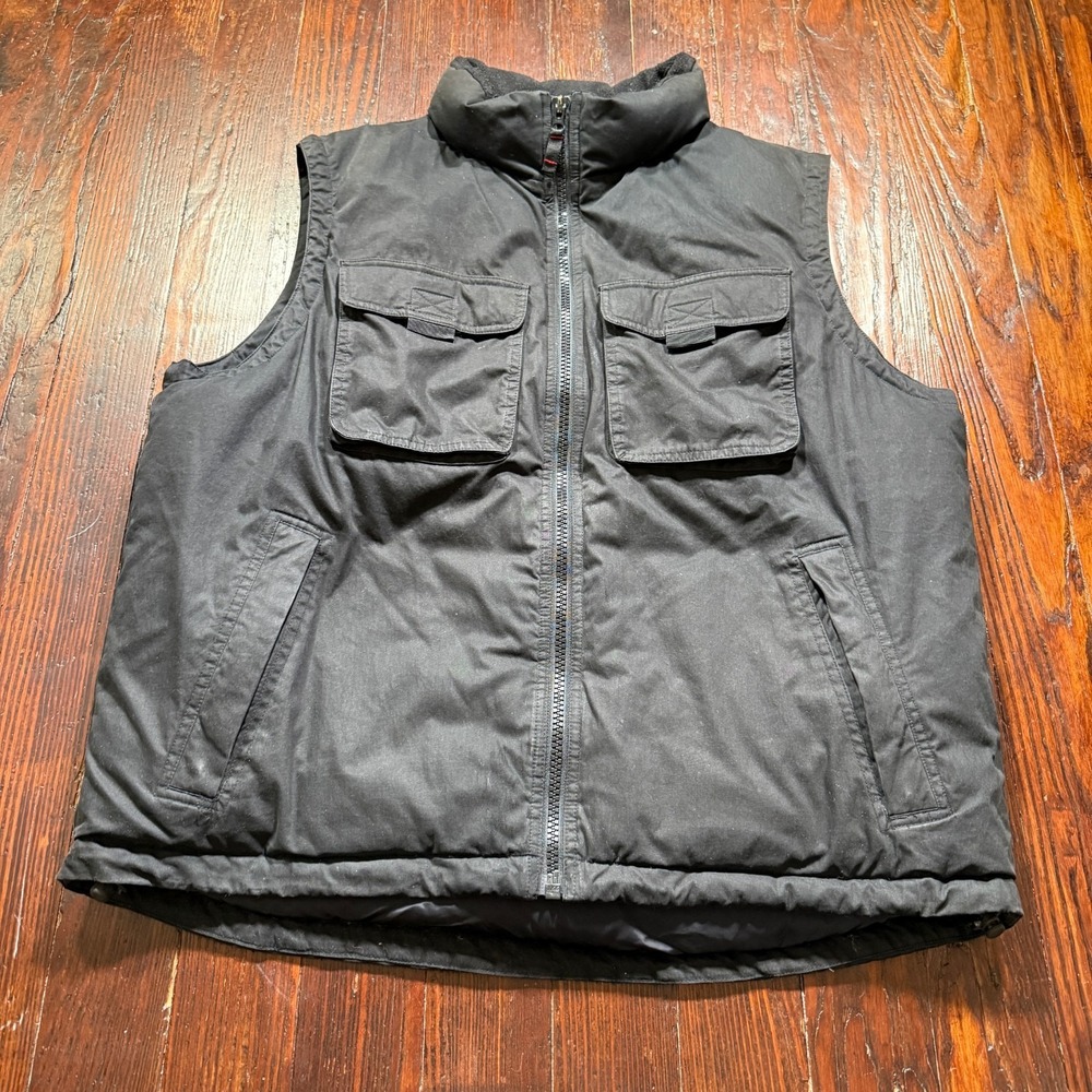 Vintage Eddie Bauer Vest Mens L Black Goose Down Puffer Army Gorpcore Chore‎